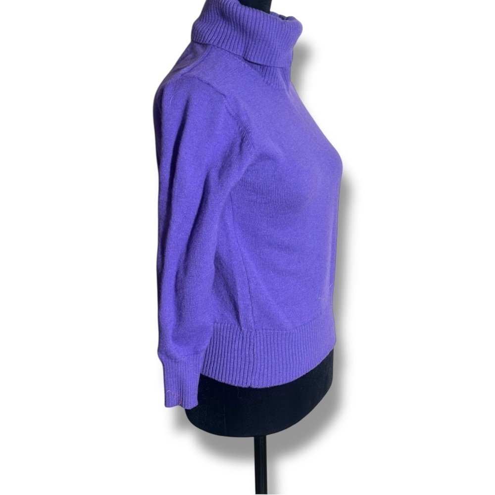 Bogner Vintage Cozy Vibrant Purple Turtleneck Long Sleeve Relaxed Fit Sweater - Picture 4 of 16